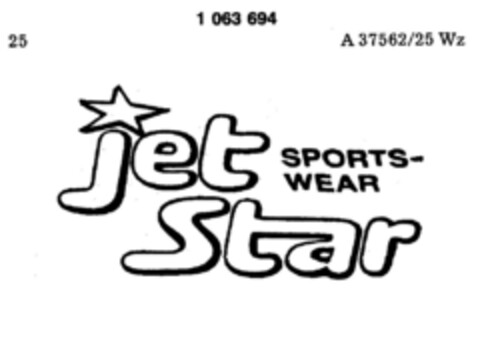 jet star SPORTS-WEAR Logo (DPMA, 07.09.1983)