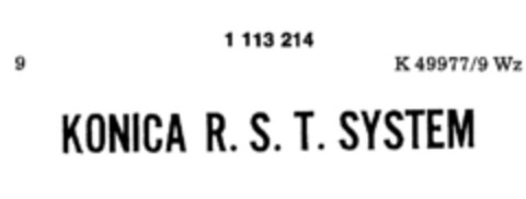 KONICA R.S.T. SYSTEM Logo (DPMA, 06/28/1986)