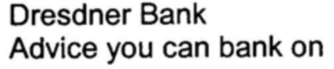 Dresdner Bank Advice you can bank on Logo (DPMA, 07.07.2000)