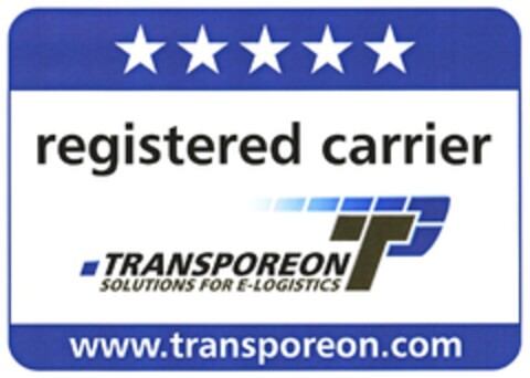registered carrier TRANSPOREON T SOLUTIONS FOR E-LOGISTICS www.transporeon.com Logo (DPMA, 01.07.2008)