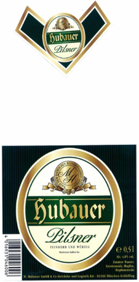 hubauer Pilsner Logo (DPMA, 07.10.2005)