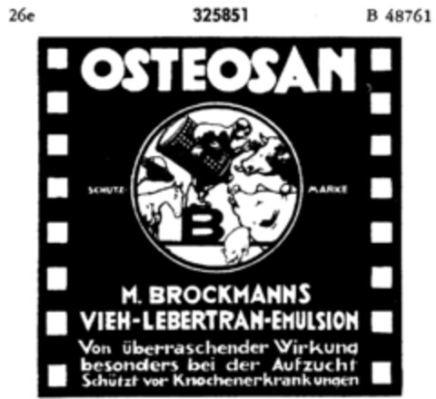 OSTEOSAN M. BROCKMANN VIEH-LEBERTRAN-EMULSION Logo (DPMA, 11.10.1924)