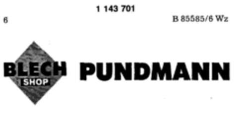 BLECH SHOP PUNDMANN Logo (DPMA, 28.09.1988)