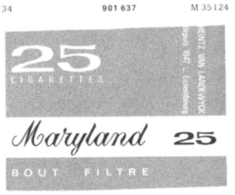 Maryland 25 CIGARETTES Logo (DPMA, 12/14/1971)