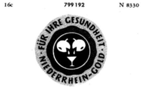FÜR IHRE GESUNDHEIT NIEDERRHEIN-GOLD Logo (DPMA, 23.03.1963)
