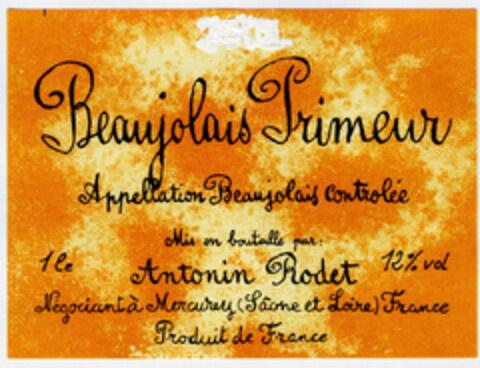 Beaujolais Primeur Appellation Beauyolais Controlée Logo (DPMA, 20.02.2002)