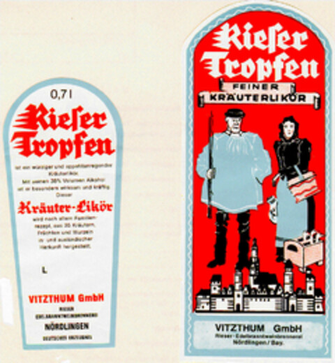 Rieser Tropfen FEINER KRÄUTERLIKÖR Logo (DPMA, 22.12.1994)