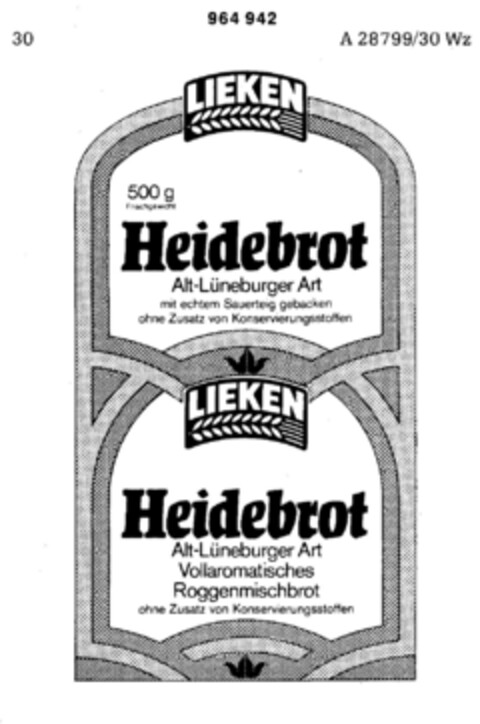 LIEKEN Heidebrot Logo (DPMA, 12/08/1976)