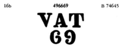VAT 69 Logo (DPMA, 31.07.1936)