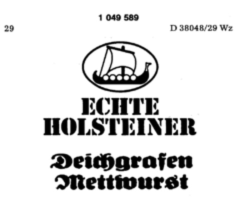 ECHTE HOLSTEINER Deichgrafen Mettwurst Logo (DPMA, 12/16/1982)