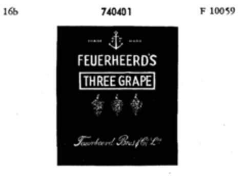 FEUERHEERD'S THREE GRAPE Logo (DPMA, 04.09.1959)