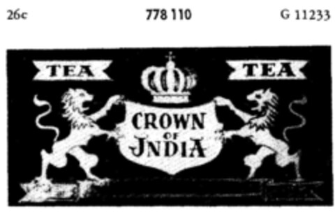 CROWN OF INDIA TEA Logo (DPMA, 01/27/1962)