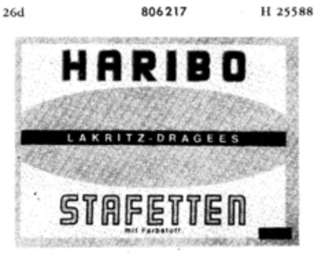 HARIBO STAFETTEN mit Farbstoff Logo (DPMA, 08.10.1964)