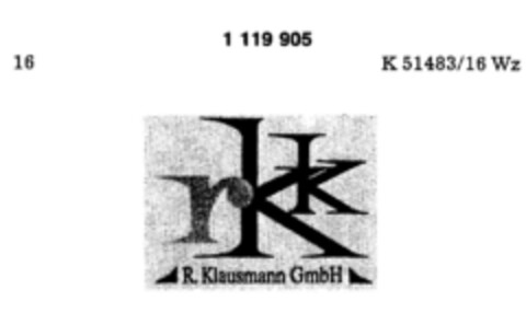 rkk R. Klausmann GmbH Logo (DPMA, 07/28/1987)