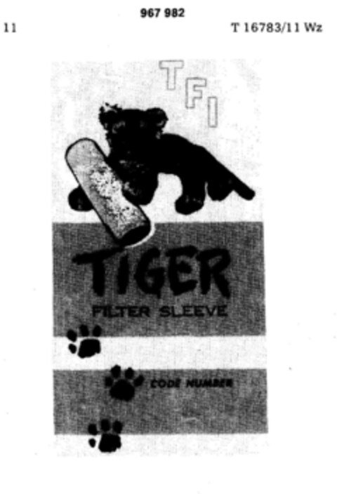 TIGER FILTER SLEEVE Logo (DPMA, 18.06.1975)