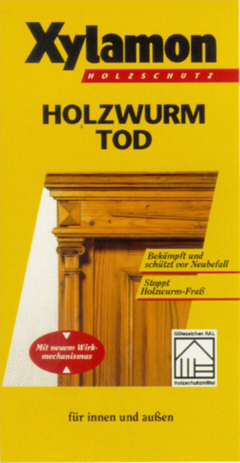 Xylamon HOLZSCHUTZ HOLZWURM TOD Logo (DPMA, 29.02.1996)