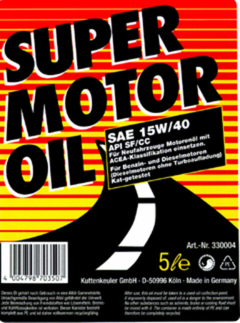 SUPER MOTOR OIL Logo (DPMA, 15.10.1997)