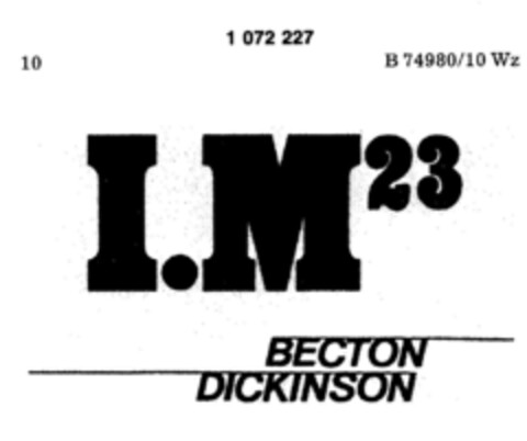 I.M 23 BECTON DICKINSON Logo (DPMA, 07/18/1984)