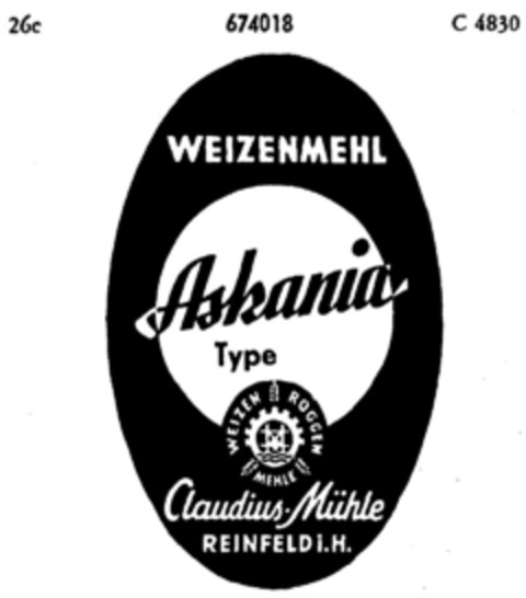 WEIZENMEHL Askania Type Logo (DPMA, 12.07.1954)