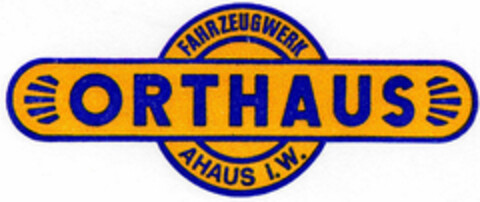 ORTHAUS FAHRZEUGWERK AHAUS I.W. Logo (DPMA, 08.02.1985)