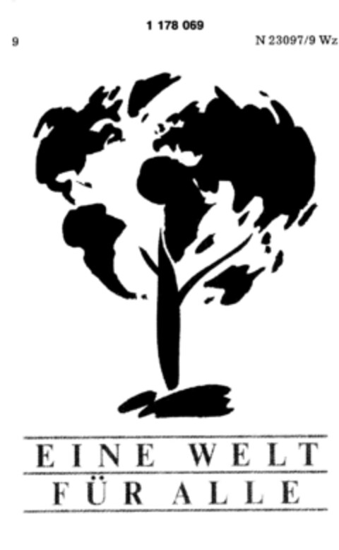 EINE WELT FÜR ALLE Logo (DPMA, 11.04.1990)