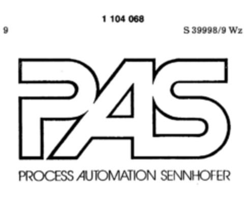 PAS PROCESS AUTOMATION SENNHOFER Logo (DPMA, 14.02.1984)
