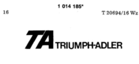 TA TRIUMPH-ADLER Logo (DPMA, 11/25/1980)