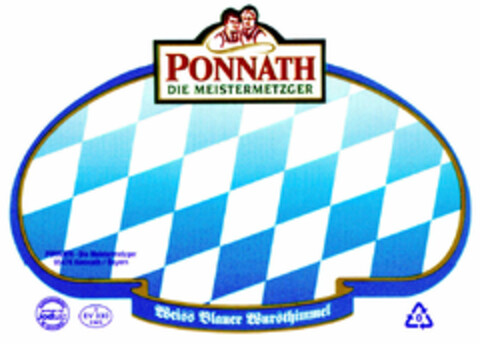 PONNATH DIE MEISTERMETZGER Weiss Blauer Wursthimmel Logo (DPMA, 20.09.1999)