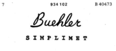 Buehler SIMPLIMET Logo (DPMA, 06/20/1968)