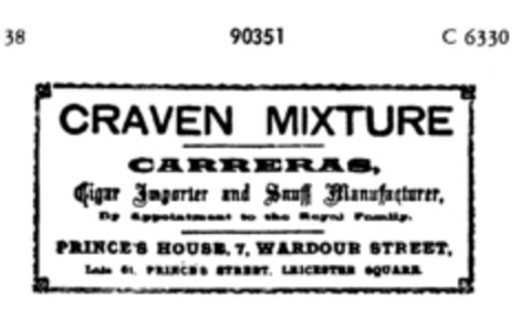 CRAVEN MIXTURE CARRERAS Logo (DPMA, 05.06.1906)