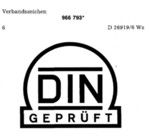 DIN GEPRÜFT Logo (DPMA, 01.08.1972)
