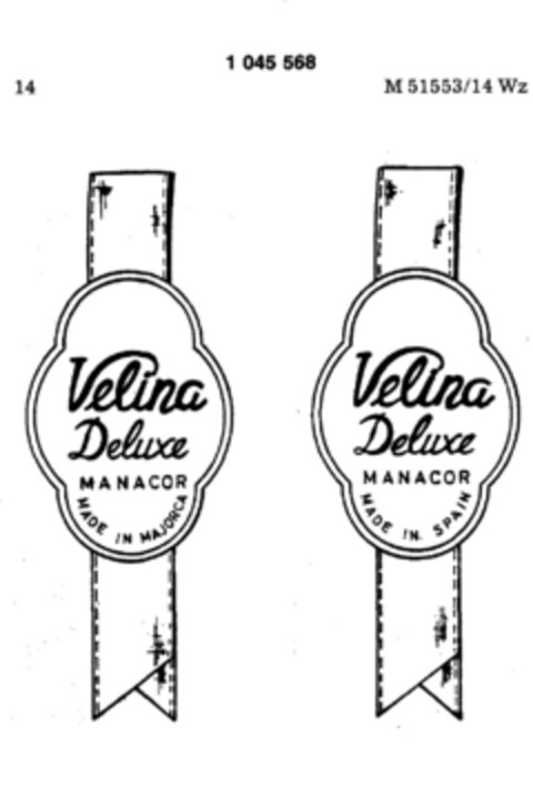 Velina Deluxe MANACOR Logo (DPMA, 06/03/1982)
