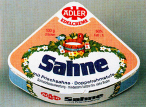 ADLER EDELCREME Sahne Logo (DPMA, 25.03.1987)