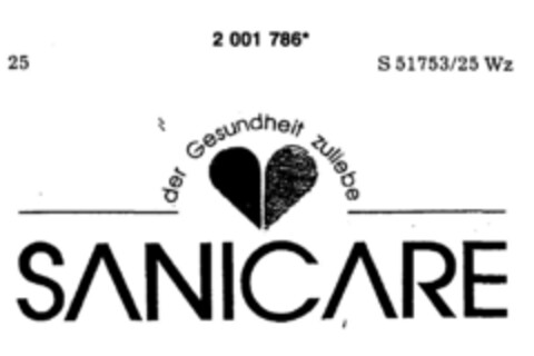 der Gesundheit zuliebe SANICARE Logo (DPMA, 06.03.1991)