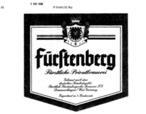 fürstenberg Fürstliche Privatbrauerei Logo (DPMA, 26.04.1989)