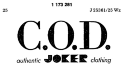 C.O.D. authentic JOKER clothing Logo (DPMA, 28.06.1990)