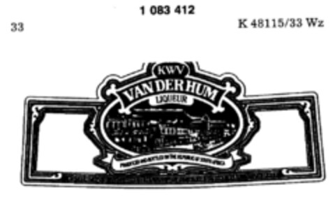 KWV VAN DER HUM LIQUEUR Logo (DPMA, 02/15/1985)