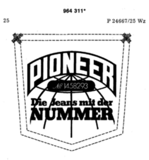 PIONEER Die Jeans mit der NUMMER Logo (DPMA, 30.06.1977)