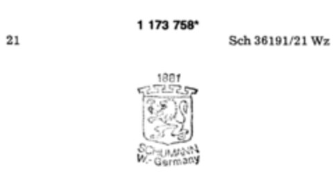 1881 SCHUMANN W.-Germany Logo (DPMA, 17.04.1990)