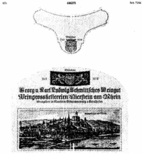 Georg u. Karl Ludwig Schmittsches Weingut Weingrosskellereien Nierstein am Rhein Logo (DPMA, 17.02.1955)