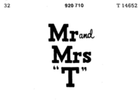 Mr and Mrs "T" Logo (DPMA, 12.11.1971)