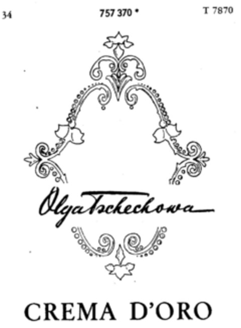 OlgaTschechowa CREMA D`ORO Logo (DPMA, 11/18/1961)