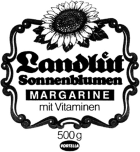 Landlüt Sonnenblumen MARGARINE mit Vitaminen Logo (DPMA, 18.02.1993)