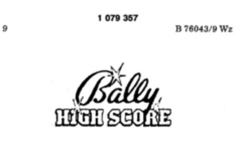 BALLY HIGH SCORE Logo (DPMA, 09.01.1985)