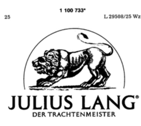 JULIUS LANG DER TRACHTENMEISTER Logo (DPMA, 25.10.1986)