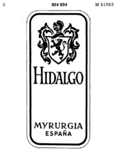 HIDALGO MYRURGIA ESPANA Logo (DPMA, 27.03.1976)