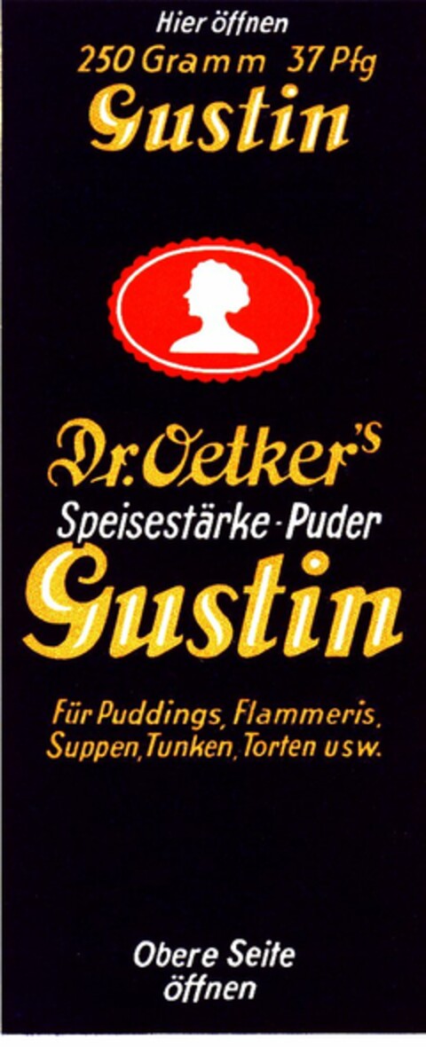 Gustin Dr. Oetker`s Speisestärke-Puder Logo (DPMA, 28.04.1931)