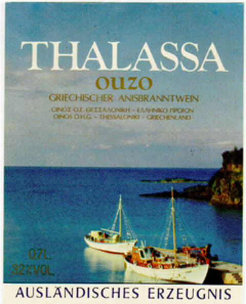 THALASSA OUZO GRIECHISCHER ANISBRANNTWEIN Logo (DPMA, 12.06.1985)