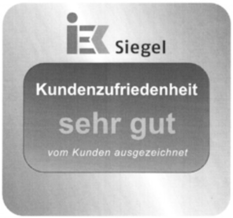 iEK Siegel Kundenzufriedenheit sehr gut vom Kunden ausgezeichnet Logo (DPMA, 02.07.2010)