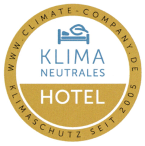 KLIMA NEUTRALES HOTEL WWW.CLIMATE-COMPANY.DE KLIMASCHUTZ SEIT 2005 Logo (DPMA, 08/25/2021)